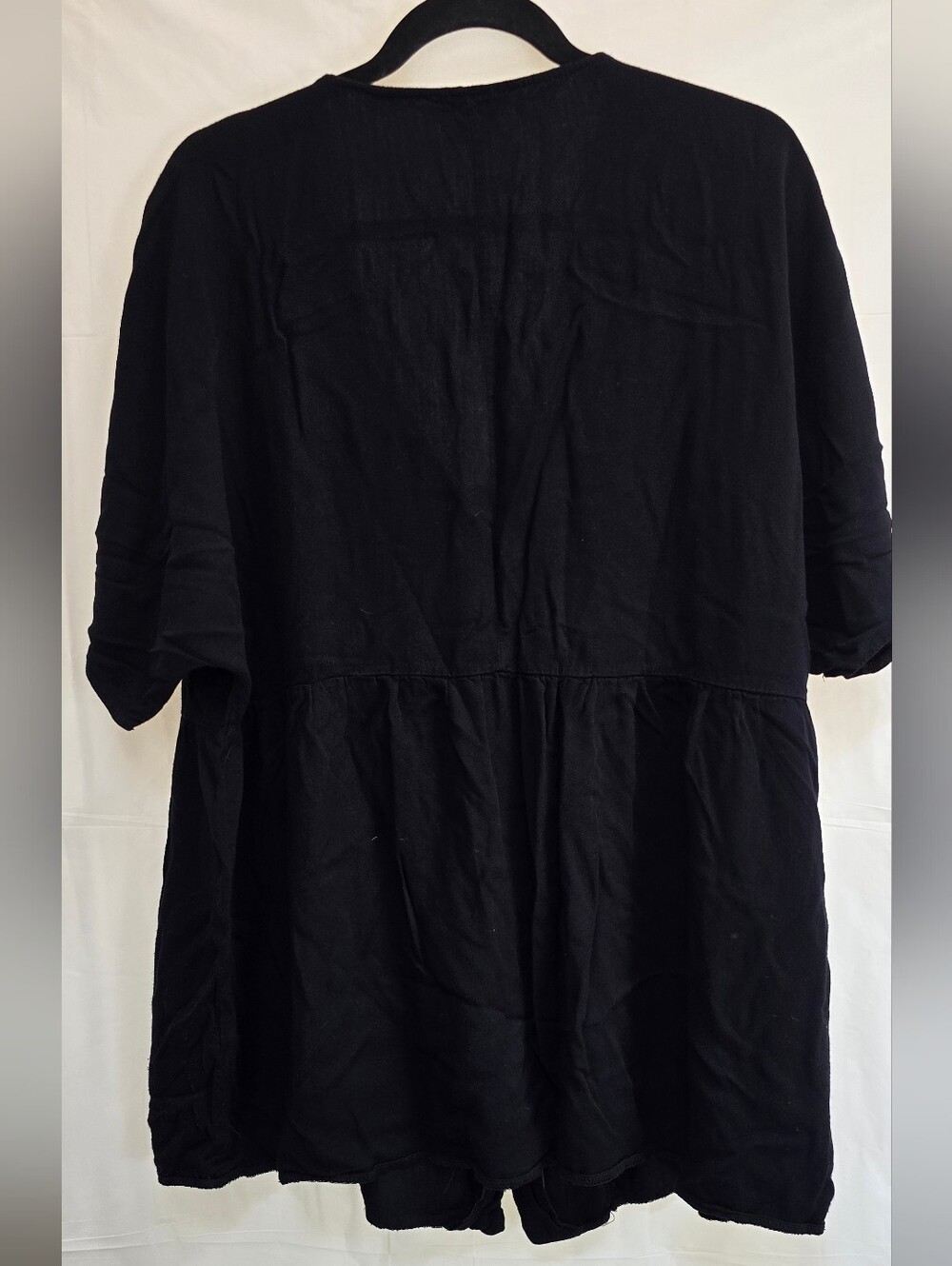 ASOS DESIGN Black Button Front Babydoll Tunic Top Short Sleeve - Picture 2 of 6
